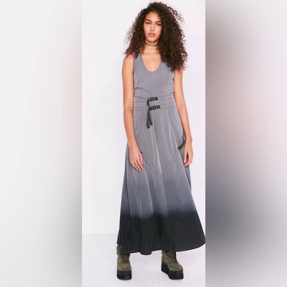 BDG Urban Outfitters Grey Ombre Utility Maxi Dress Buckle Straps Gorpcore Small
